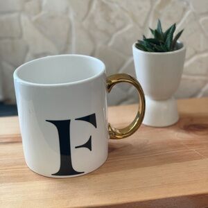 INDIGO | F Initial Mug | Gold Handle